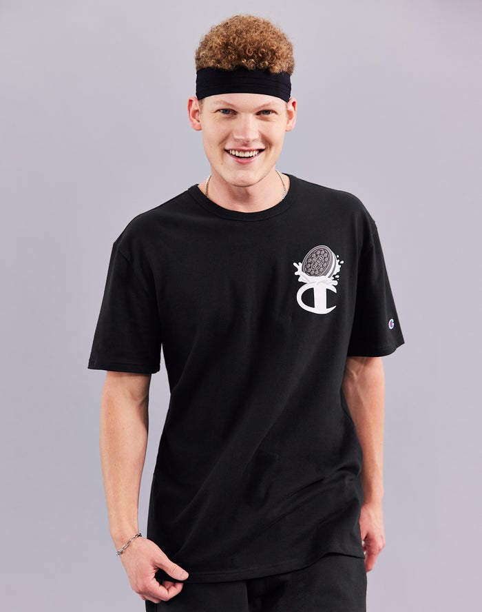 Champion Herre T-Shirts Sort - Oreo® Heritage Short-Sleeve Dunk - Danmark DUS-567032